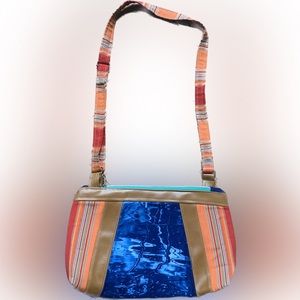 *** Shoulder Purse Boho Hippie Style | Blue, Orange, Red + Tan